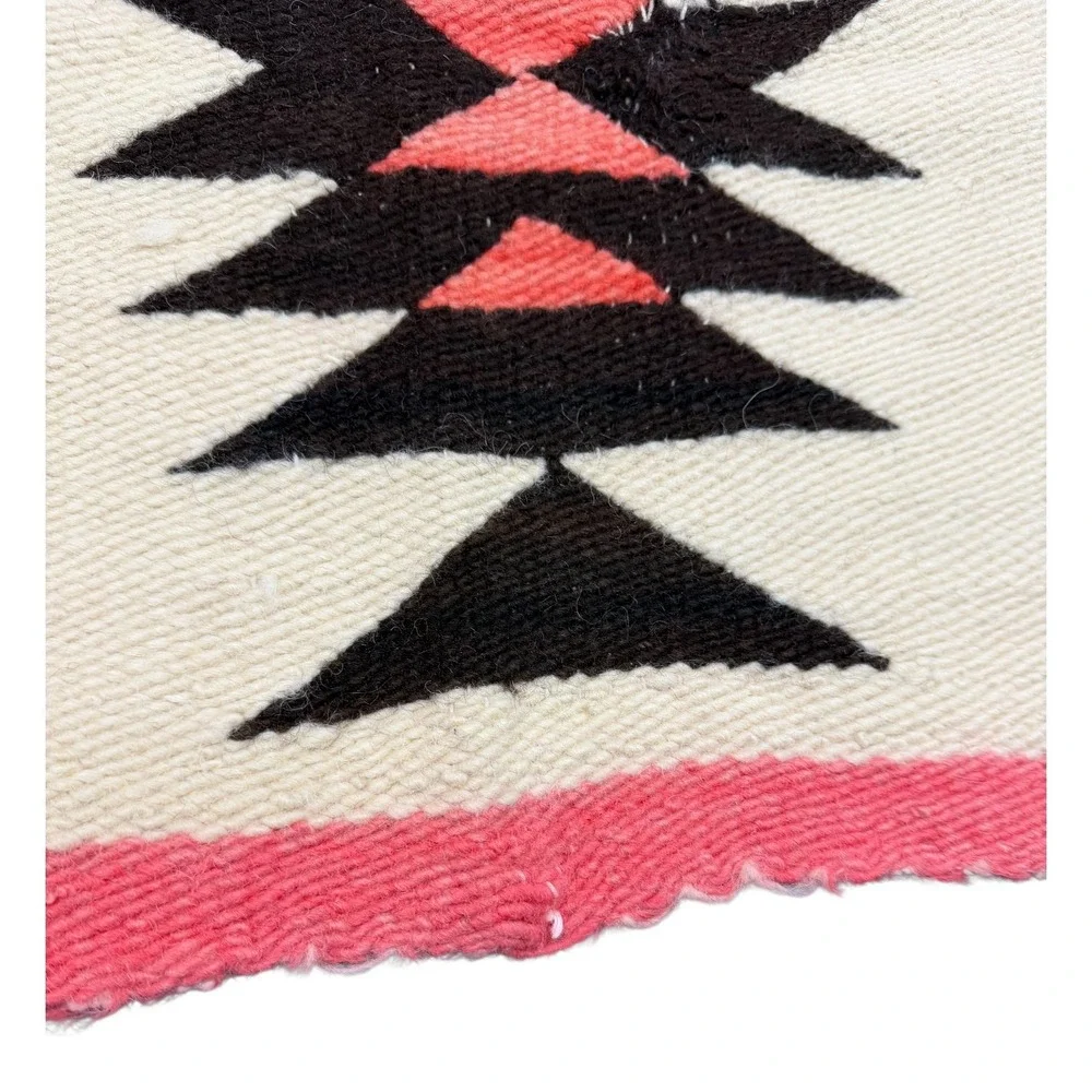 Vintage‎ Navajo Handwoven Wool Textile Small Rug Geometric Southwestern 19x18.5